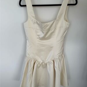 WeWoreWhat Cream Fit and Flare Mini Dress